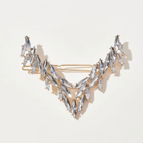 Rhinestone V Shape Hair Clip - Picture 6 of 9